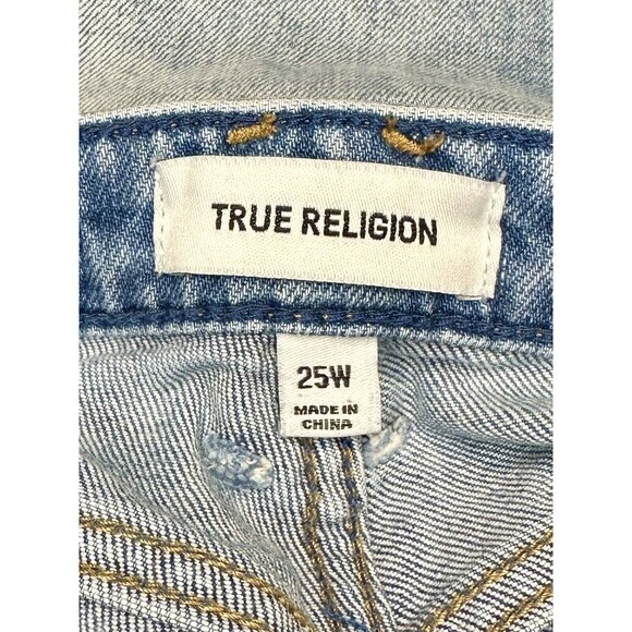True Religion Starr Jeans Distressed Light Wash Pink Side Stripe Size 25 EUC!!! - Picture 5 of 6